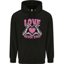 Love Never Ends Gothic Valentine's Day Childrens Kids Hoodie Black