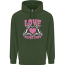 Love Never Ends Gothic Valentine's Day Childrens Kids Hoodie Forest Green