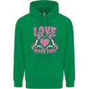 Love Never Ends Gothic Valentine's Day Childrens Kids Hoodie Irish Green