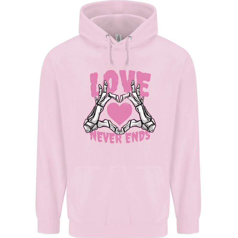 Love Never Ends Gothic Valentine's Day Childrens Kids Hoodie Light Pink