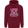 Love Never Ends Gothic Valentine's Day Childrens Kids Hoodie Maroon