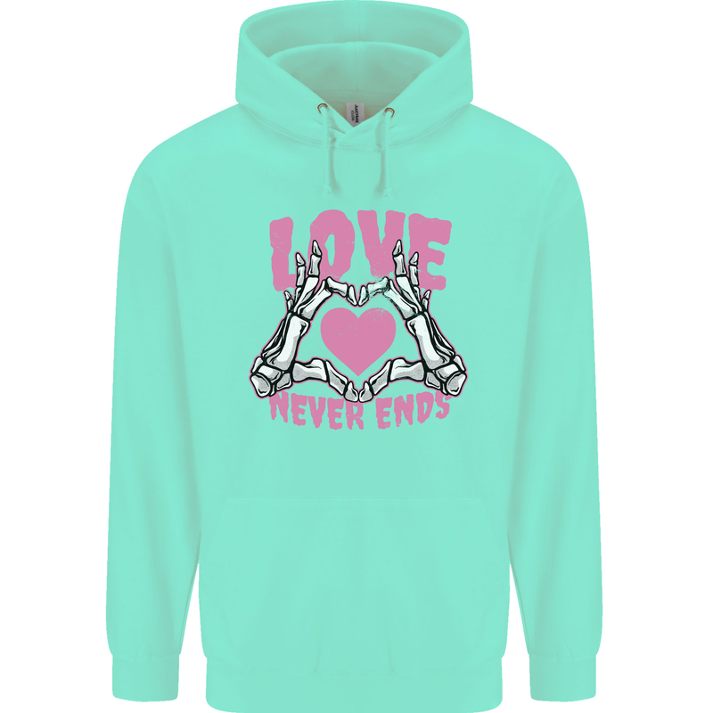 Love Never Ends Gothic Valentine's Day Childrens Kids Hoodie Peppermint
