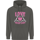 Love Never Ends Gothic Valentine's Day Childrens Kids Hoodie Storm Grey