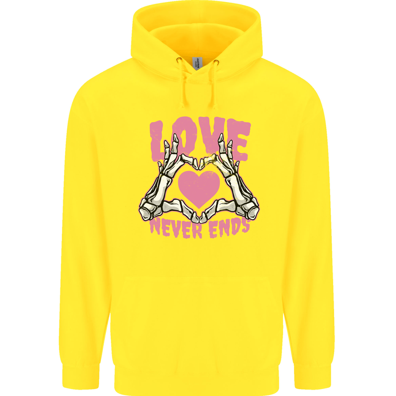 Love Never Ends Gothic Valentine's Day Childrens Kids Hoodie Yellow