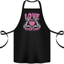 Love Never Ends Gothic Valentine's Day Cotton Apron 100% Organic Black