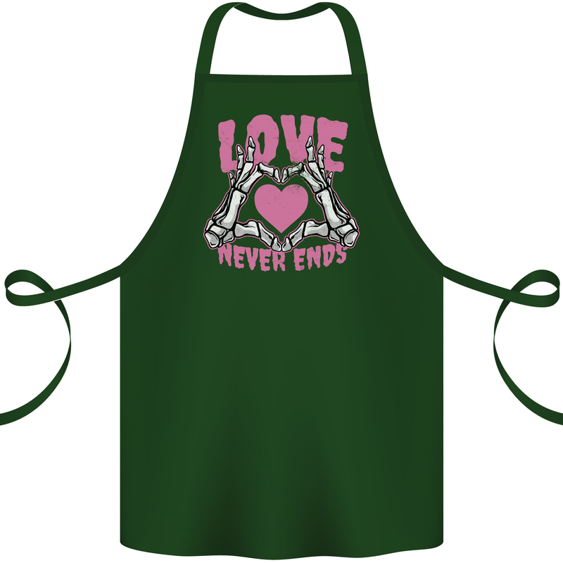 Love Never Ends Gothic Valentine's Day Cotton Apron 100% Organic Forest Green