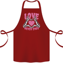 Love Never Ends Gothic Valentine's Day Cotton Apron 100% Organic Maroon