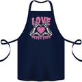 Love Never Ends Gothic Valentine's Day Cotton Apron 100% Organic Navy Blue
