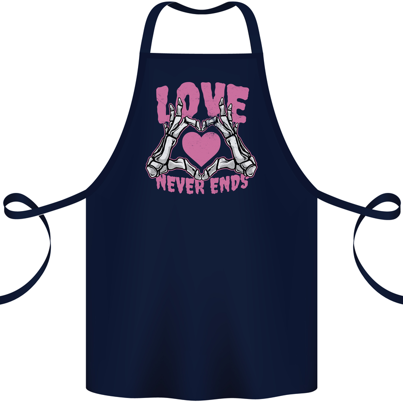 Love Never Ends Gothic Valentine's Day Cotton Apron 100% Organic Navy Blue