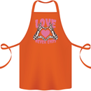 Love Never Ends Gothic Valentine's Day Cotton Apron 100% Organic Orange
