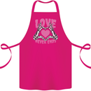 Love Never Ends Gothic Valentine's Day Cotton Apron 100% Organic Pink
