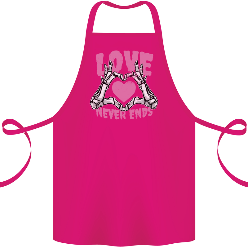 Love Never Ends Gothic Valentine's Day Cotton Apron 100% Organic Pink