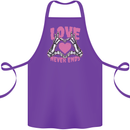 Love Never Ends Gothic Valentine's Day Cotton Apron 100% Organic Purple