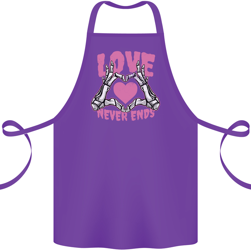 Love Never Ends Gothic Valentine's Day Cotton Apron 100% Organic Purple
