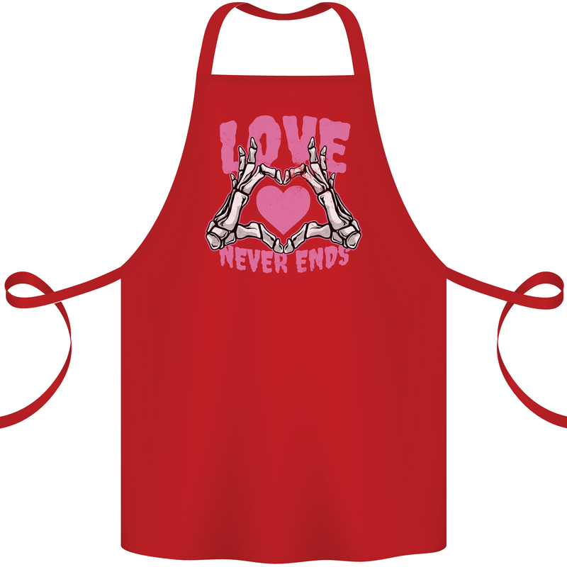 Love Never Ends Gothic Valentine's Day Cotton Apron 100% Organic Red