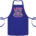 Love Never Ends Gothic Valentine's Day Cotton Apron 100% Organic Royal Blue