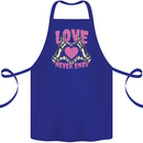Love Never Ends Gothic Valentine's Day Cotton Apron 100% Organic Royal Blue