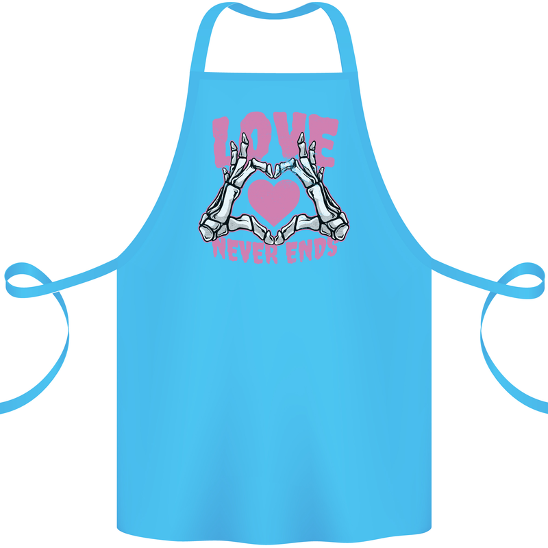 Love Never Ends Gothic Valentine's Day Cotton Apron 100% Organic Turquoise