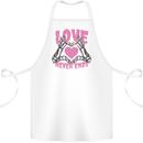 Love Never Ends Gothic Valentine's Day Cotton Apron 100% Organic White