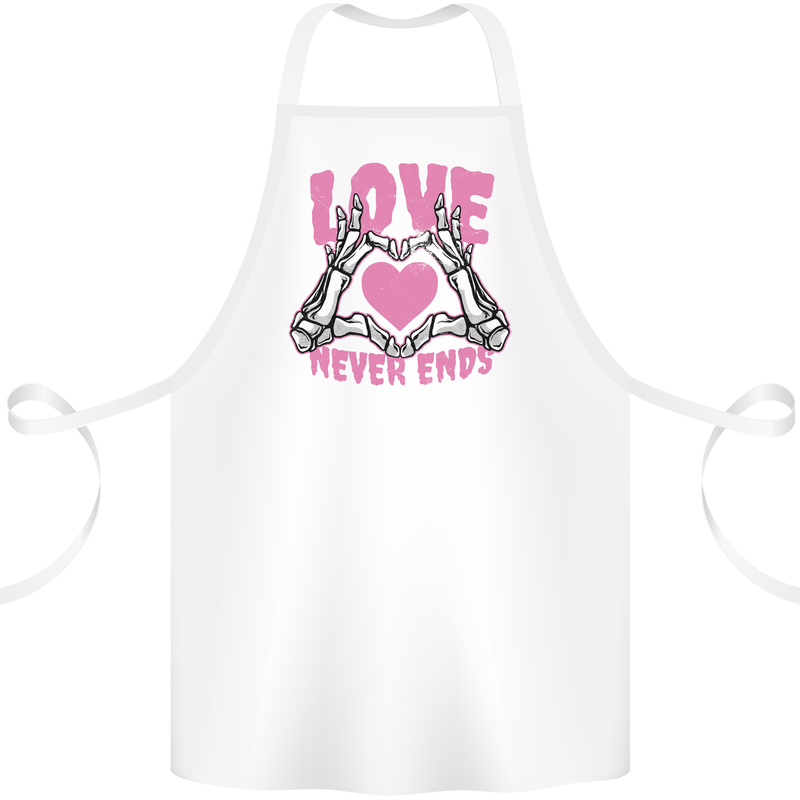 Love Never Ends Gothic Valentine's Day Cotton Apron 100% Organic White