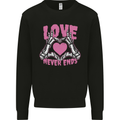 Love Never Ends Gothic Valentine's Day Kids Sweatshirt Jumper Black