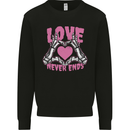 Love Never Ends Gothic Valentine's Day Kids Sweatshirt Jumper Black