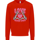 Love Never Ends Gothic Valentine's Day Kids Sweatshirt Jumper Bright Red