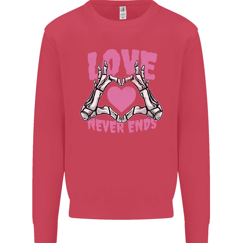 Love Never Ends Gothic Valentine's Day Kids Sweatshirt Jumper Heliconia