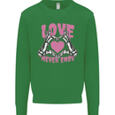 Love Never Ends Gothic Valentine's Day Kids Sweatshirt Jumper Irish Green