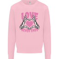 Love Never Ends Gothic Valentine's Day Kids Sweatshirt Jumper Light Pink