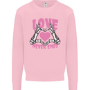 Love Never Ends Gothic Valentine's Day Kids Sweatshirt Jumper Light Pink