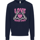 Love Never Ends Gothic Valentine's Day Kids Sweatshirt Jumper Navy Blue