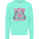 Love Never Ends Gothic Valentine's Day Kids Sweatshirt Jumper Peppermint