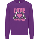 Love Never Ends Gothic Valentine's Day Kids Sweatshirt Jumper Purple