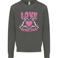 Love Never Ends Gothic Valentine's Day Kids Sweatshirt Jumper Storm Grey