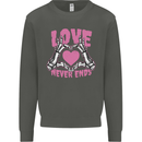 Love Never Ends Gothic Valentine's Day Kids Sweatshirt Jumper Storm Grey
