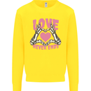Love Never Ends Gothic Valentine's Day Kids Sweatshirt Jumper Yellow