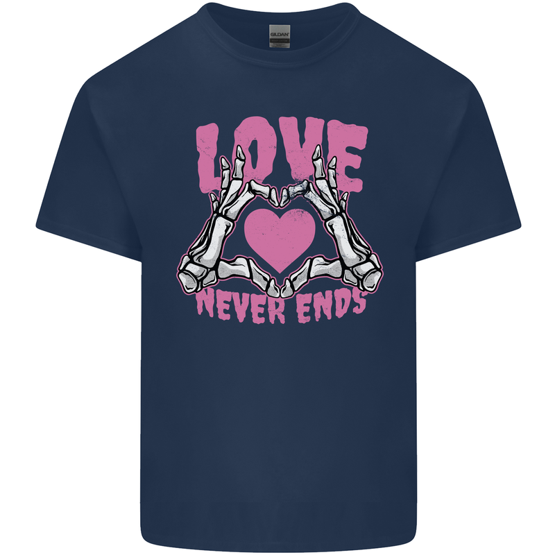 Love Never Ends Gothic Valentine's Day Kids T-Shirt Childrens Navy Blue