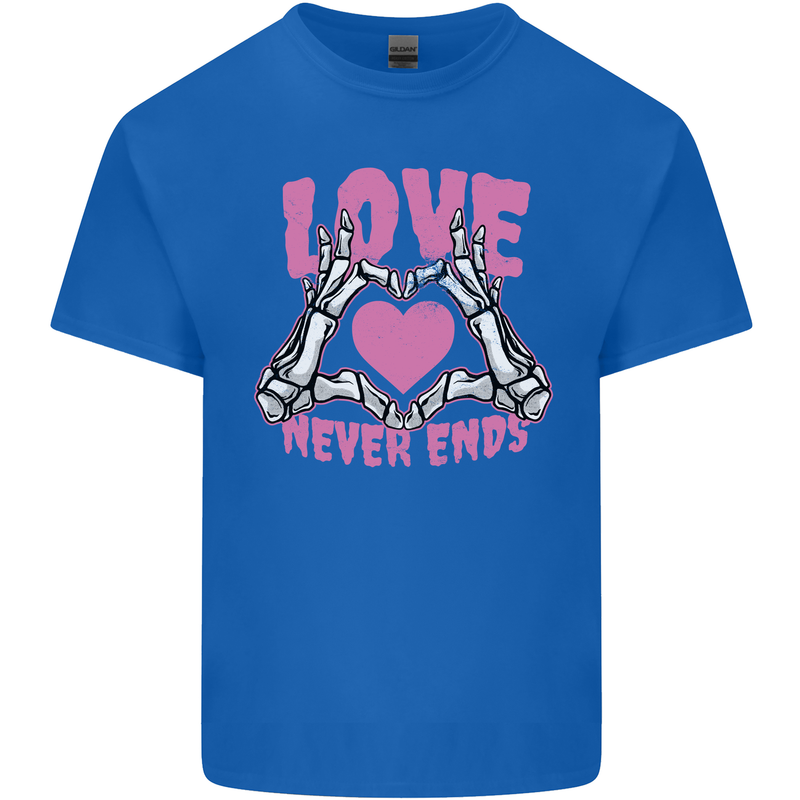 Love Never Ends Gothic Valentine's Day Kids T-Shirt Childrens Royal Blue