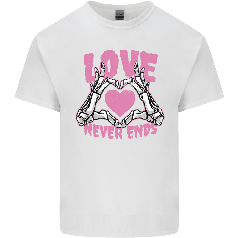 Love Never Ends Gothic Valentine's Day Kids T-Shirt Childrens White