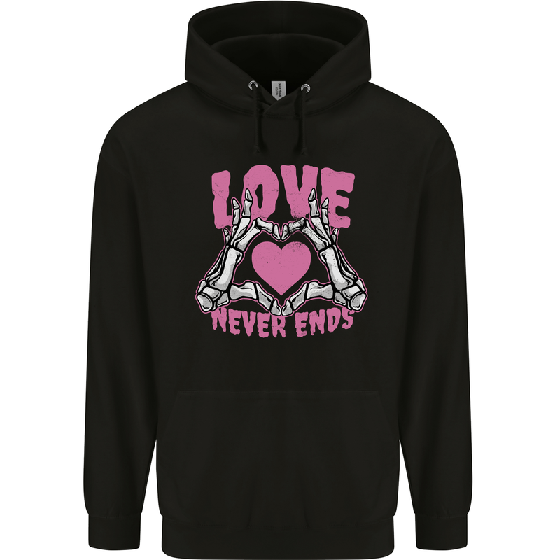 Love Never Ends Gothic Valentine's Day Mens 80% Cotton Hoodie Black