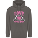 Love Never Ends Gothic Valentine's Day Mens 80% Cotton Hoodie Charcoal