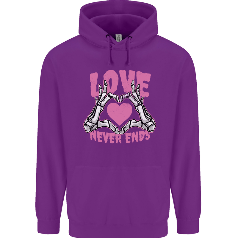 Love Never Ends Gothic Valentine's Day Mens 80% Cotton Hoodie Purple