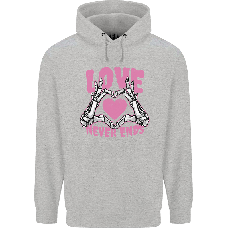 Love Never Ends Gothic Valentine's Day Mens 80% Cotton Hoodie Sports Grey