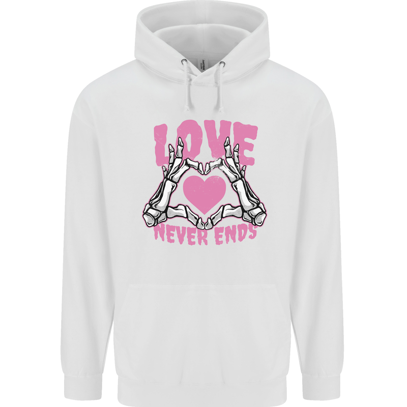 Love Never Ends Gothic Valentine's Day Mens 80% Cotton Hoodie White