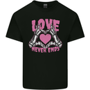 Love Never Ends Gothic Valentine's Day Mens Cotton T-Shirt Tee Top Black