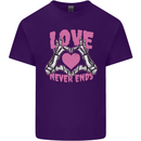 Love Never Ends Gothic Valentine's Day Mens Cotton T-Shirt Tee Top Purple