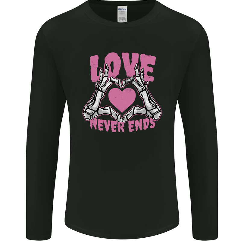 Love Never Ends Gothic Valentine's Day Mens Long Sleeve T-Shirt Black