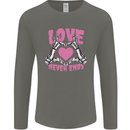 Love Never Ends Gothic Valentine's Day Mens Long Sleeve T-Shirt Charcoal