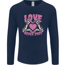 Love Never Ends Gothic Valentine's Day Mens Long Sleeve T-Shirt Navy Blue